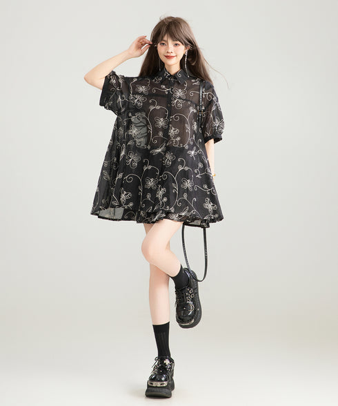 Butterfly See-through Blouse