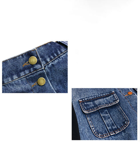 Contrast Panel Denim Flare Skirt