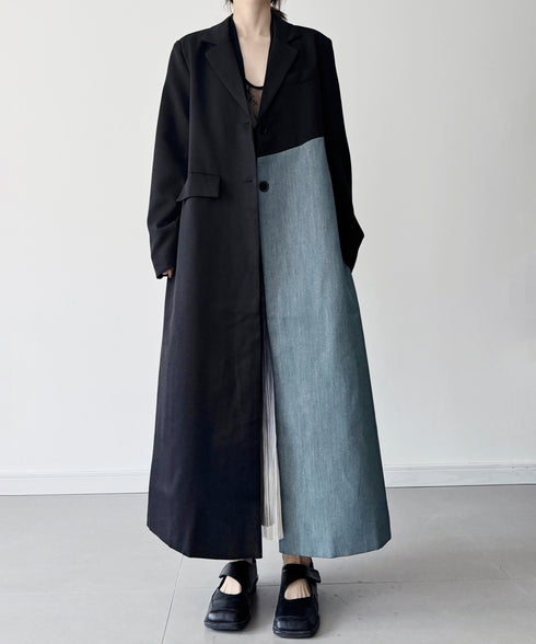 Contrast Paneled Tailored Coat