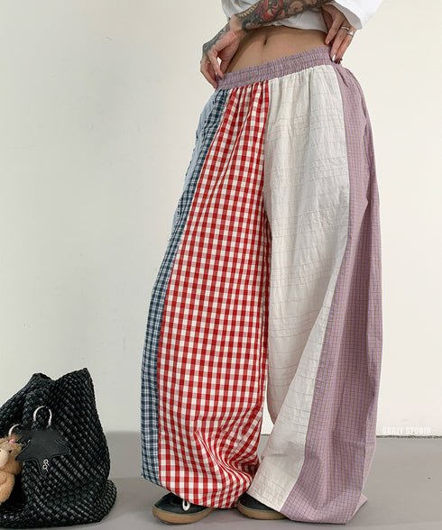 Patchwork Multi Check Pants