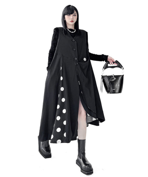 Layered Dot Panel V Neck vest