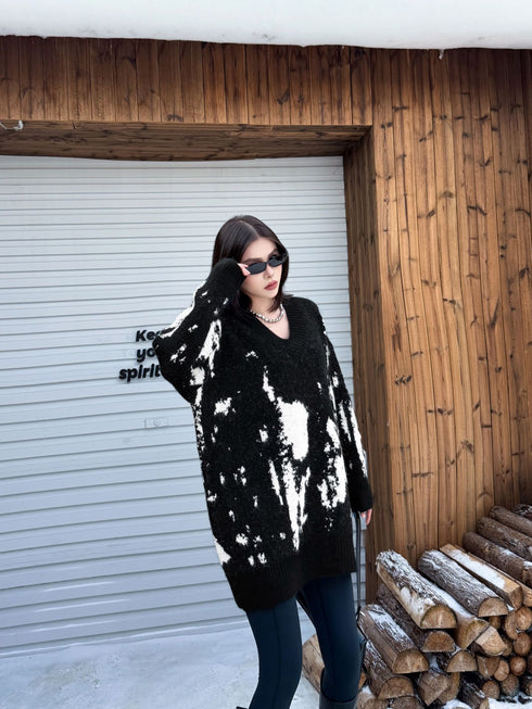 Abstract Dye Oversized Knit Top