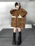 Hooded Faux Shearling Patch Coat