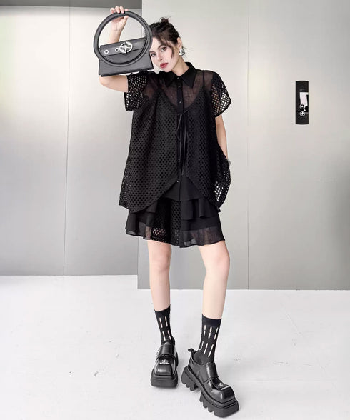 Open Frame Blouse & Shorts Co-ord
