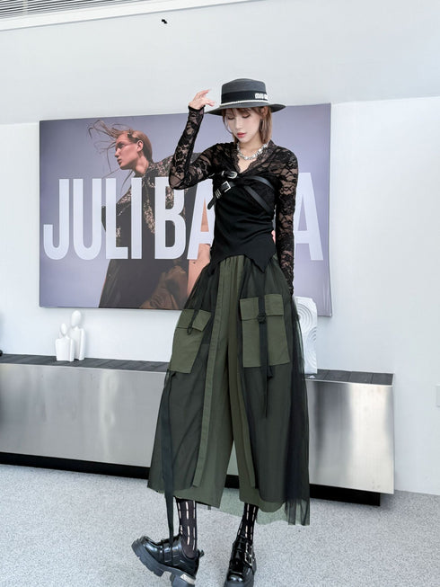 Black Mesh Layered Skirt