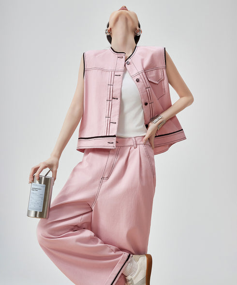 Contrast Stitch Pink Denim Series