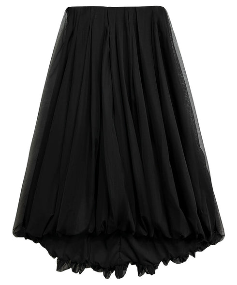 Sheer Pleated Balloon Skirt