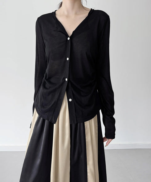 Soft Twist Button Cardigan