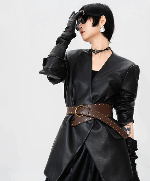 Studded Wide Buckle Belt