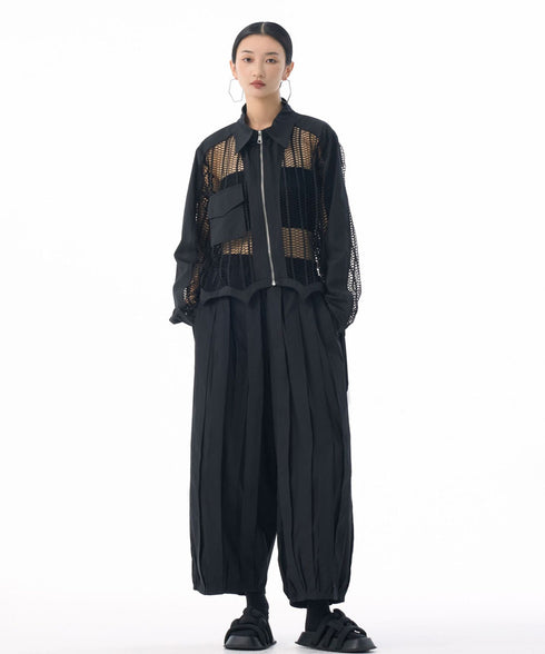 Mesh Zip Utility Blouse