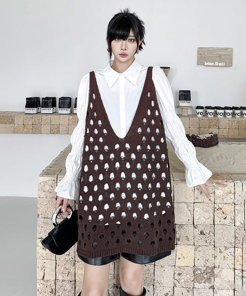 Openwork Deep V Vest