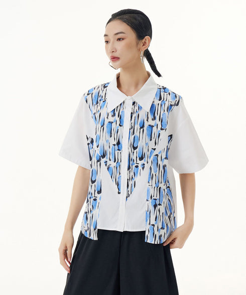 Blue Graphic Blouse