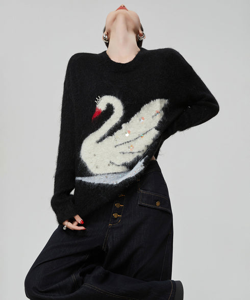 Crystal Swan Knit Top