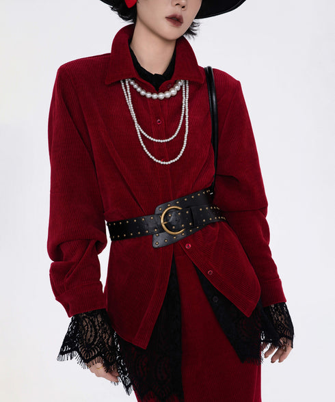 Corduroy Twist Front Blouse