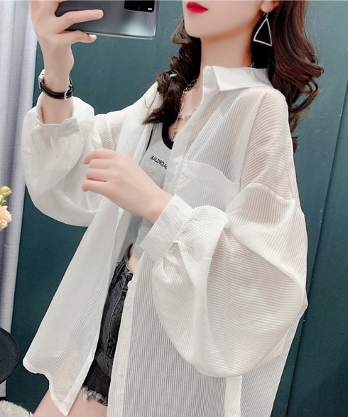 Airy Stripe Over Blouse