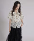 Glossy Dot Bow Blouse