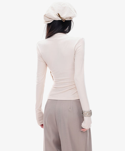 Frayed Contrast Knit Top