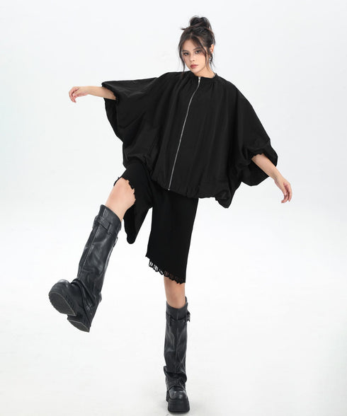Balloon Sleeve Zip Jacket