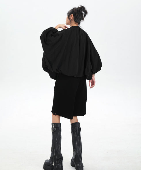 Balloon Sleeve Zip Jacket