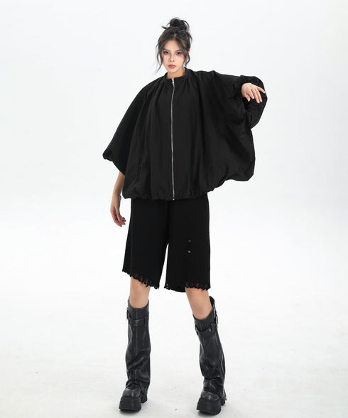 Balloon Sleeve Zip Jacket