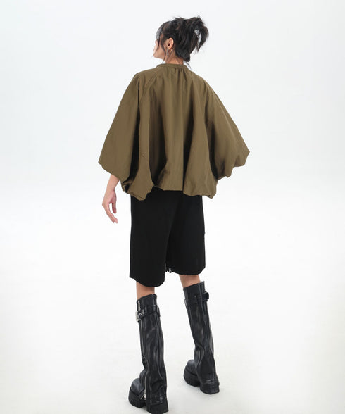 Balloon Sleeve Zip Jacket