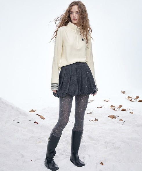 Cream Line Zip Top