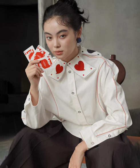 Playing Card Collar Stitch Blouse