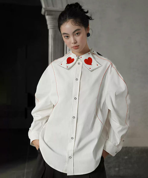 Playing Card Collar Stitch Blouse