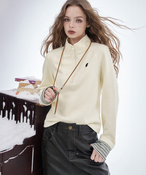 Cream Line Zip Top