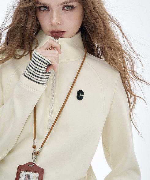 Cream Line Zip Top