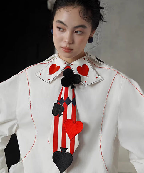 Playing Card Collar Stitch Blouse