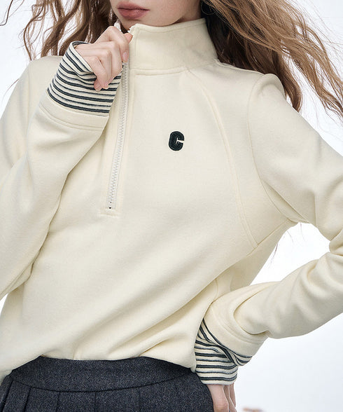 Cream Line Zip Top