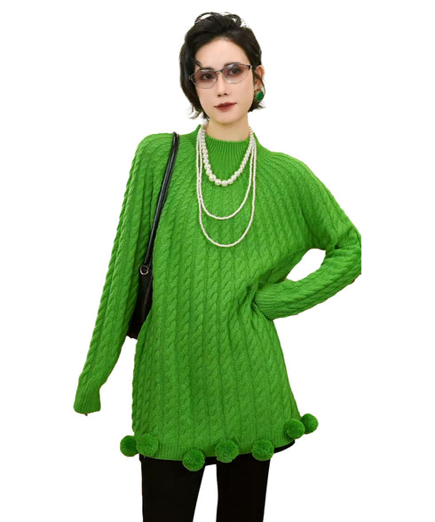 Cable Pom Hem Knit Sweater