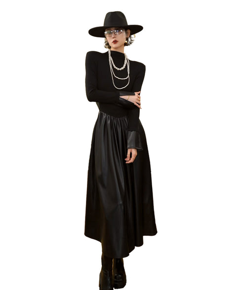 Structured High Neck Long Dress