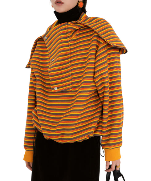 Striped Hood Drape Top