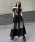 Check Layer Tier Skirt