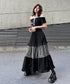 Check Layer Tier Skirt