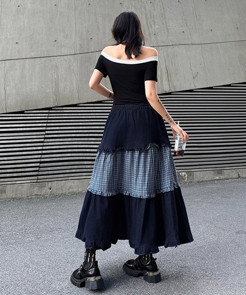 Check Layer Tier Skirt