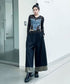Stitch Contrast Color Wide Denim