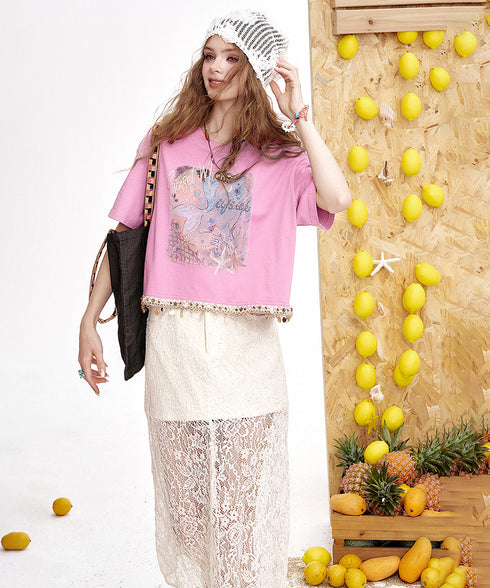 Lace Charm Graphic Top