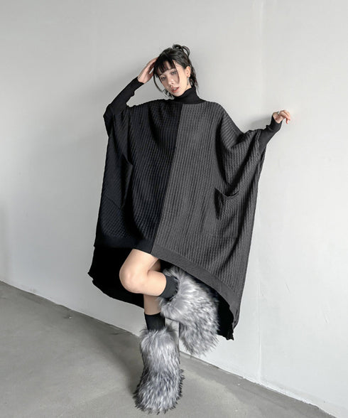 Two-tone Turtleneck Dress