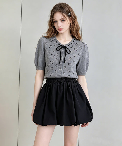 Heart Eyelet Ribbon Top