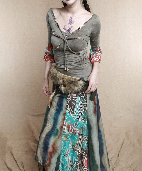 Bohemian Patchwork TieFront Top