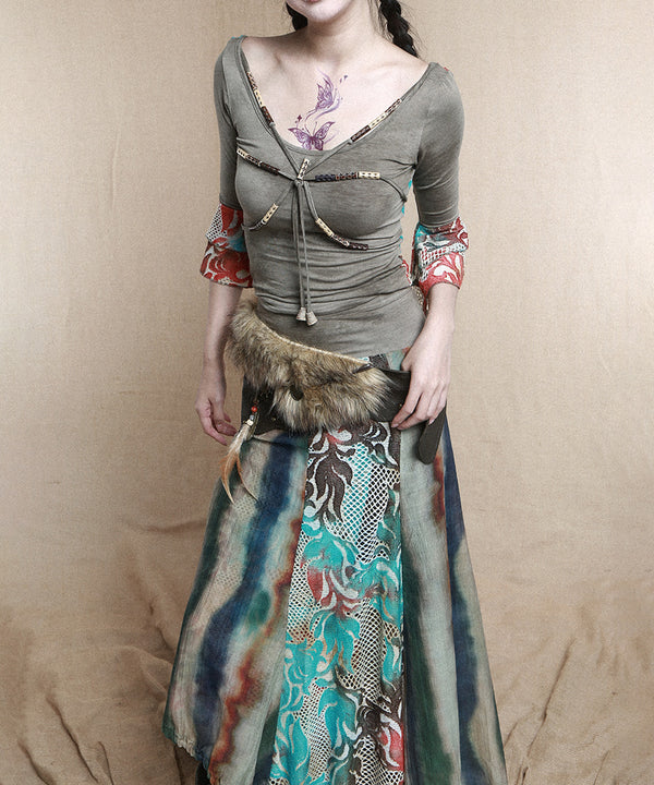 Bohemian Patchwork TieFront Top