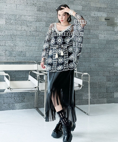 Sheer Bloom Embroidery Top