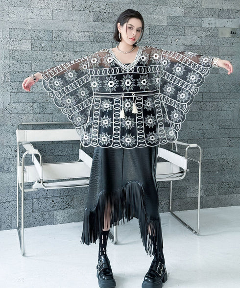 Sheer Bloom Embroidery Top