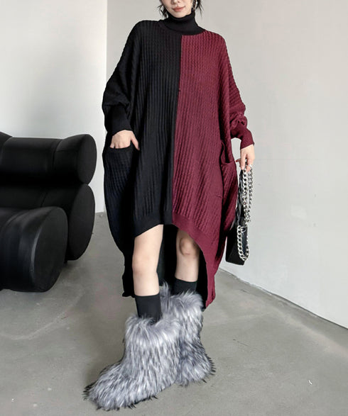 Two-tone Turtleneck Dress