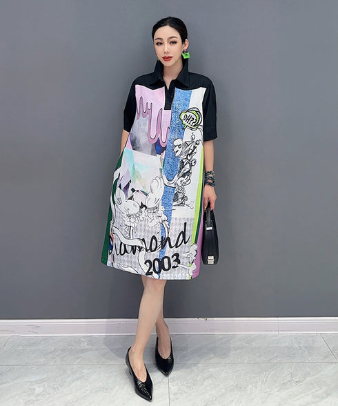 Graphic Patch Denim Dress