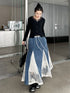 Cross Border Lace Denim Skirt