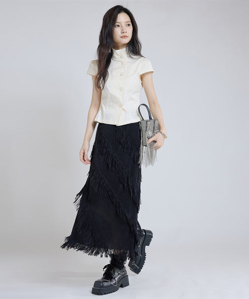 Slash Fringe Skirt
